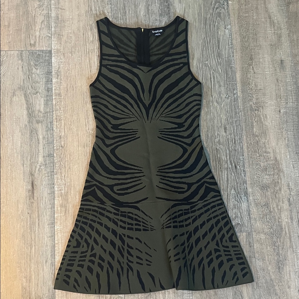 Chicwish Zebra Print Olive and Black Mini Dress